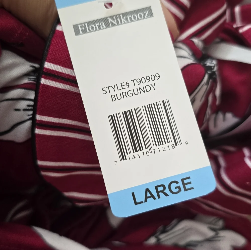 Nwt Flora Nikrooz Long Sleeve Notch Collar PJ Set 2 piece - Picture 10 of 11